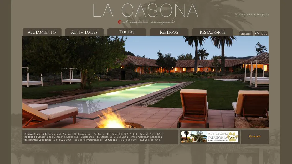 Captura del sitio Hotel La Casona