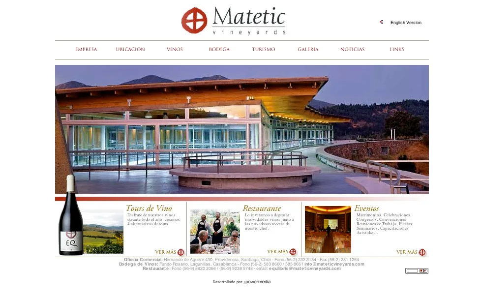 Captura del proyecto Viña Matetic
