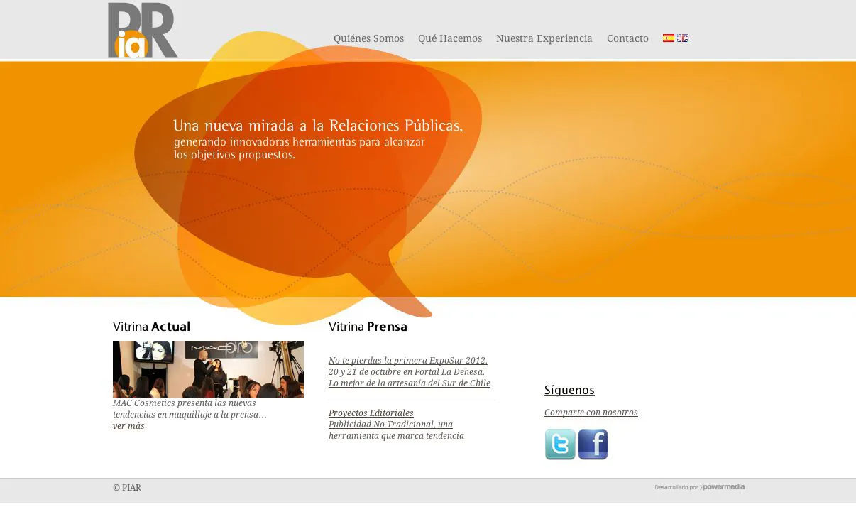 Captura del sitio Piar Comunicaciones